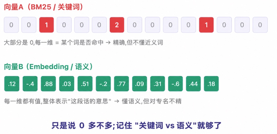 BM25关键词向量 vs Embedding语义向量对比